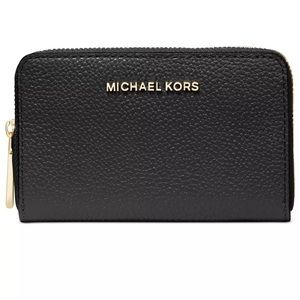 MICHAEL KORS Jet Set Small Zip Around Card Case Wallet Pebbled Leather EUC